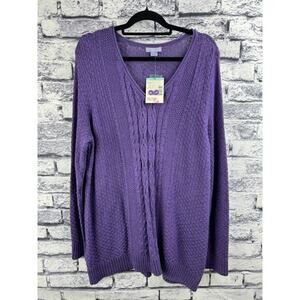 Laura Scott V-Neck Cable Sweater